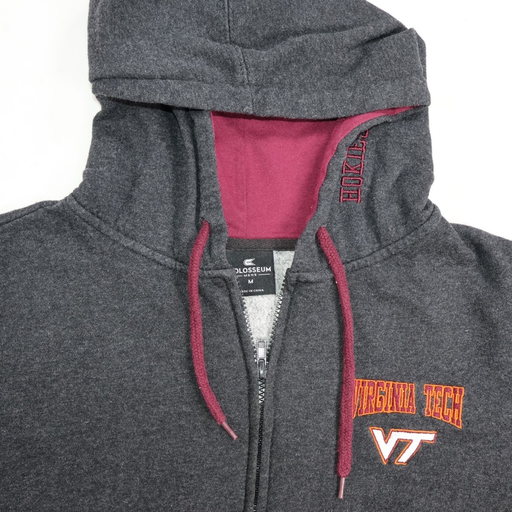 Colosseum Virginia Tech Hokies Full Zip Hoodie Mens Medium Charcoal Gray VT